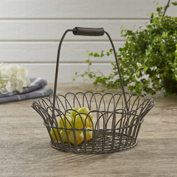 Scalloped Wire Edge Basket with Handle Park Designs